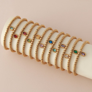 Simple Light Luxury Independent Station Birthstone Bracelet Women's Birthday December Birthstone Bead Chain Water Drop Pendant Bracelet