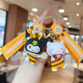 三丽鸥小蜜蜂钥匙扣卡通库洛米PVC公仔挂件汽车书包钥匙链小礼品