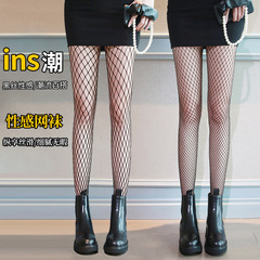 Spring/Summer Fishnet Stockings, Black Sheer Hollowed-Out Sexy Instagram-Fashionable European & American-Style Mesh Cyber-Influencer Pantyhose, High-Elastic Tights—Wholesale