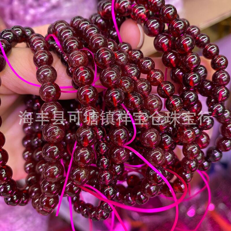 Natural Garnet Round Bead Bracelet Bright Color Wine Red Garnet Bracelet Wholesale DIY with Garnet Wholesale