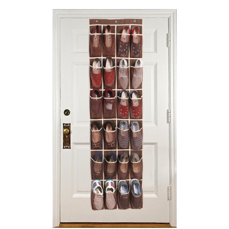 Bolsa de almacenamiento colgante multifuncional para dormitorio, no tejida, 24 rejillas, bolsa de almacenamiento para puerta de dormitorio de niñas, almacenamiento de zapatos colgante