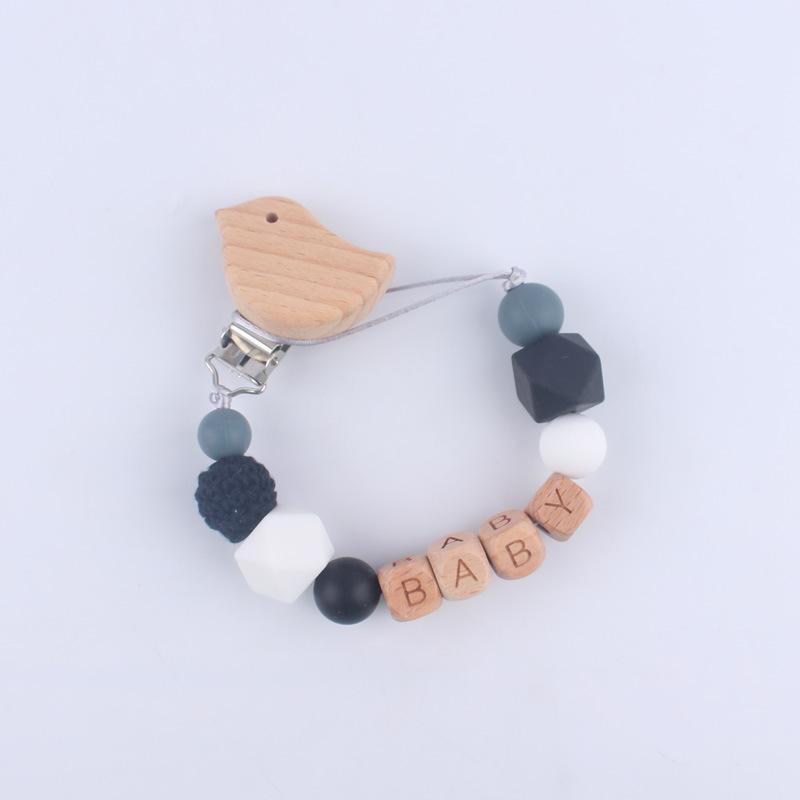 Bebé suministros de dibujos animados animal Haya chupete clip calmante bebé mordedura de silicona molar pezón cadena anti-caída