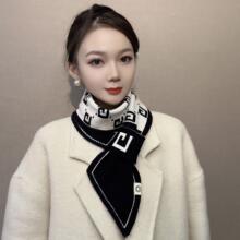 围巾女2024新款秋冬双面双色针织耳朵巾加厚韩版时尚保暖简单围脖