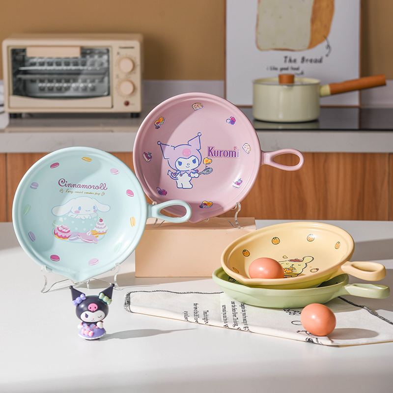 Sanrio cartoon ceramic omelette plate bright fire high-looking home dish afternoon tea plate creative cute plate Sanrio cartoon ceramic omelette plate bright fire high-looking home dish afternoon tea plate creative cute plate
