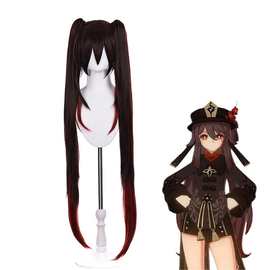 原神 胡桃 cosplay假发 双马尾渐变虎夹款假发 动漫造型假毛头套