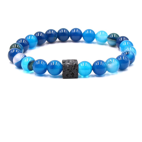 跨境饰品手链批发 天然石白松石虎眼石男女款弹力手串