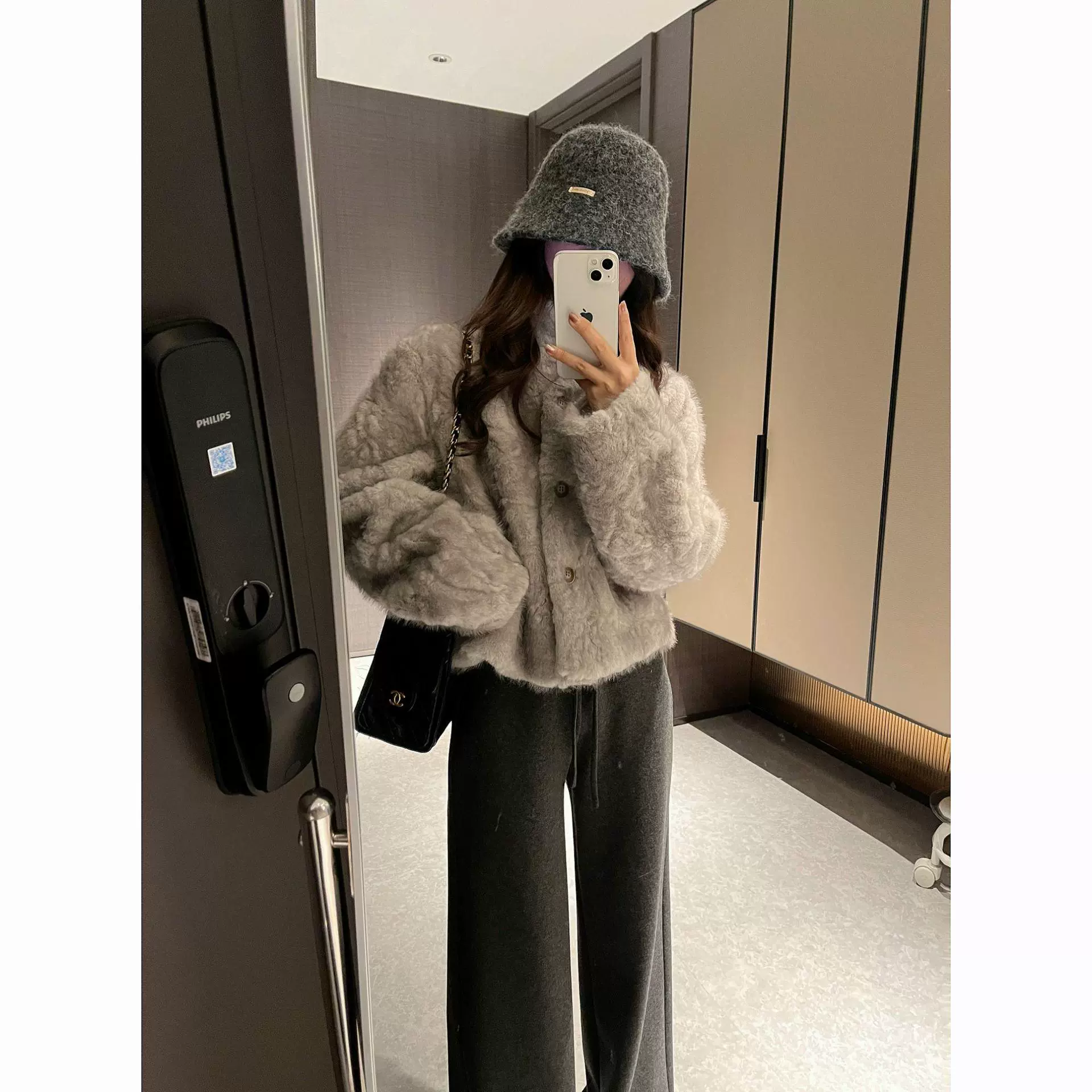 2025新款立领单排扣毛毛外套短女上衣 秋冬加厚保暖百搭