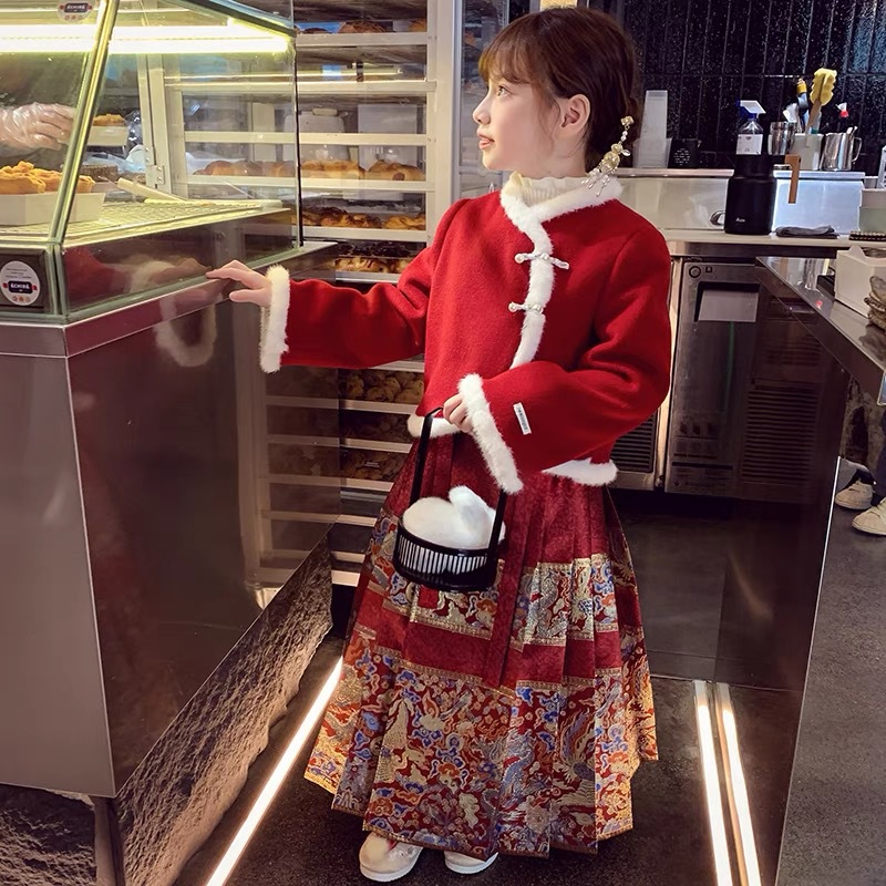 Niños estrellas redondas vestidos chinos abrigos de invierno de invierno 2025 nuevos vestidos de Año Nuevo para niños vestidos de Año Nuevo