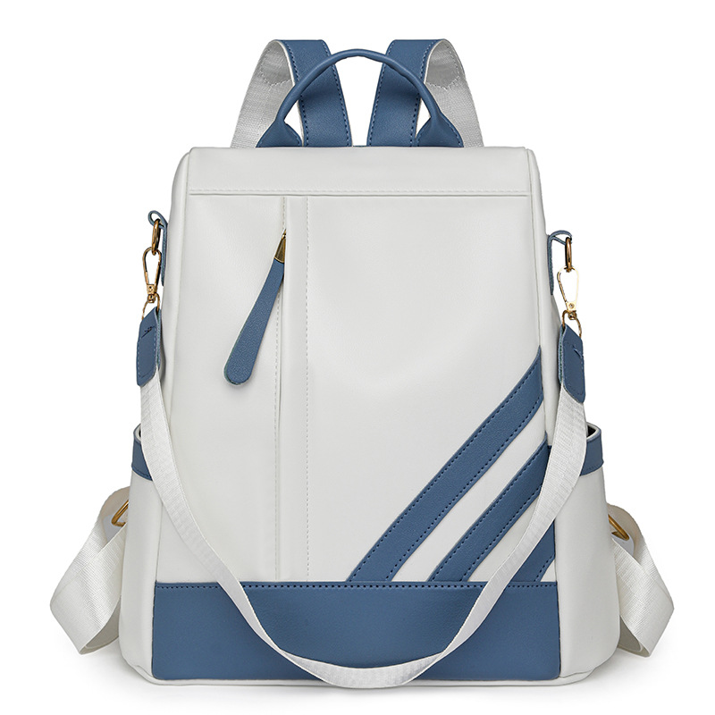 Mochila antirrobo para mujer 2024 nueva moda en contraste color para mujer mochila de cuero suave para desplazamientos urbanos mochila multiusos