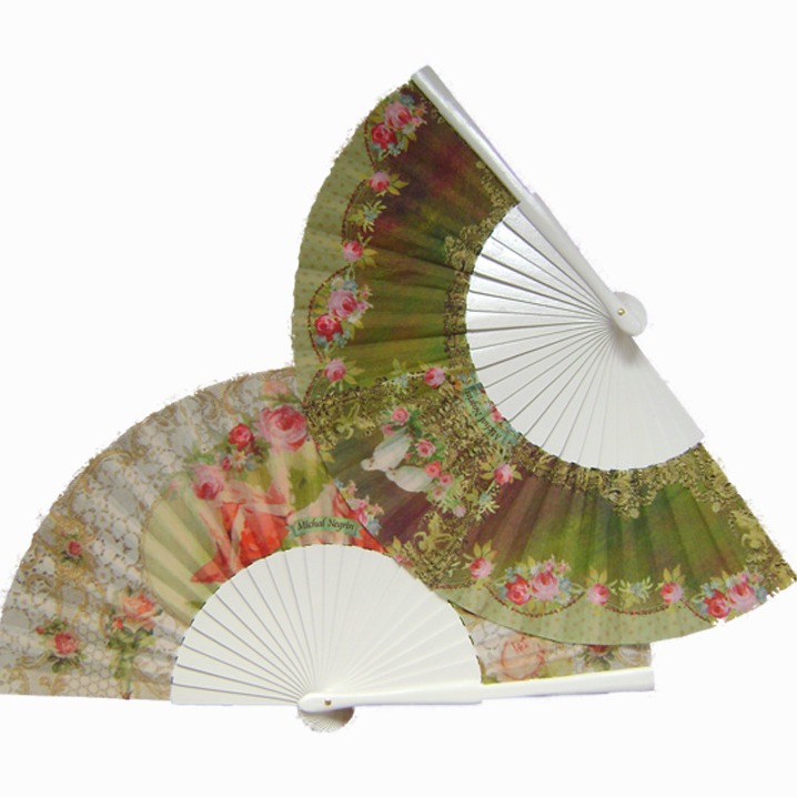 Suministro de fábrica abanico plegable borrador de diseño gratuito abanico personalizado impresión de loto hueso de madera abanico de madera español pedido mínimo 50