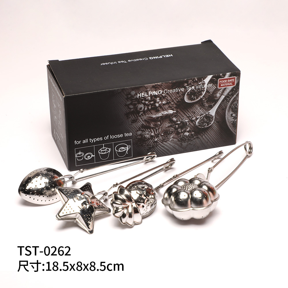 Suministro directo de fábrica fabricante de té 304 colador de té de acero inoxidable simple plegable juego de té binaural accesorios gran cantidad en stock