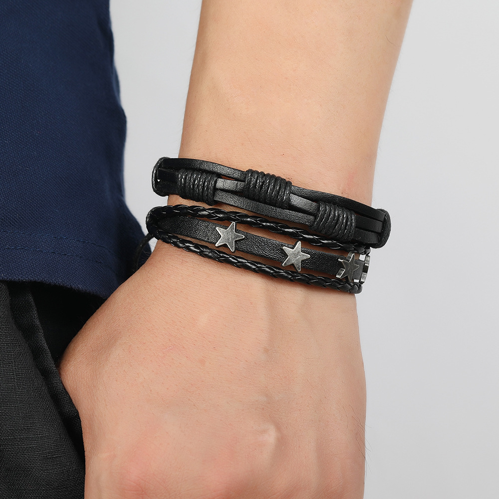 European and American vintage wholesale personalized woven multi-layer leather bracelet