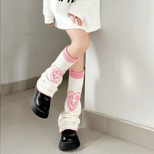 Harajuku style funny girl calf pile socks for women autumn and winter knee pads to keep warm jk white pink hot girl trumpet socks