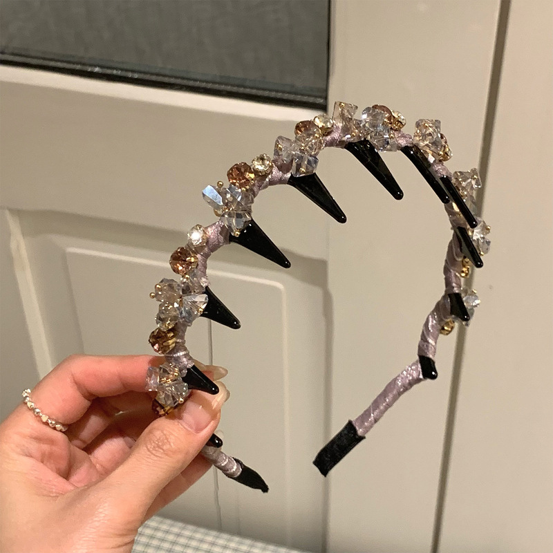 贵女范儿 轻奢重工水钻波浪发箍女高级感带齿防滑高颅顶头箍发卡|undefined