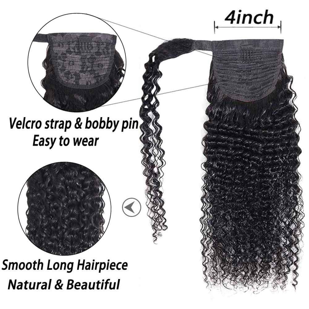 Kinky rizado velcro ponytail pelo real Cola de Caballo Pelo Rizado peluca transfronteriza