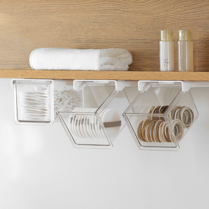 Small Bathroom Mirror Cabinet Drawer Storage Organizer Adhesive Simple Miscellaneous Box Punch-Free Organizer Box