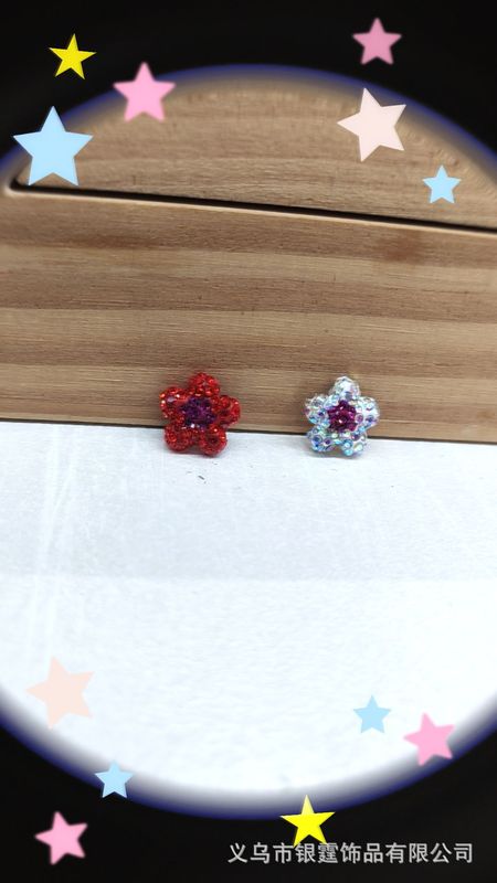 厂家直销彩钻花朵耳骨钉陶泥镶钻爱心平底彩色蝴蝶美甲配件批发|undefined