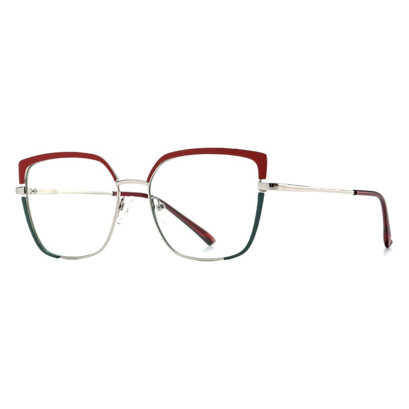JS8625 metal bicolor primavera pierna se puede equipar con gafas de miopía Gafas personalizadas de moda Marco de las mujeres gafas de luz de moda anti-azul