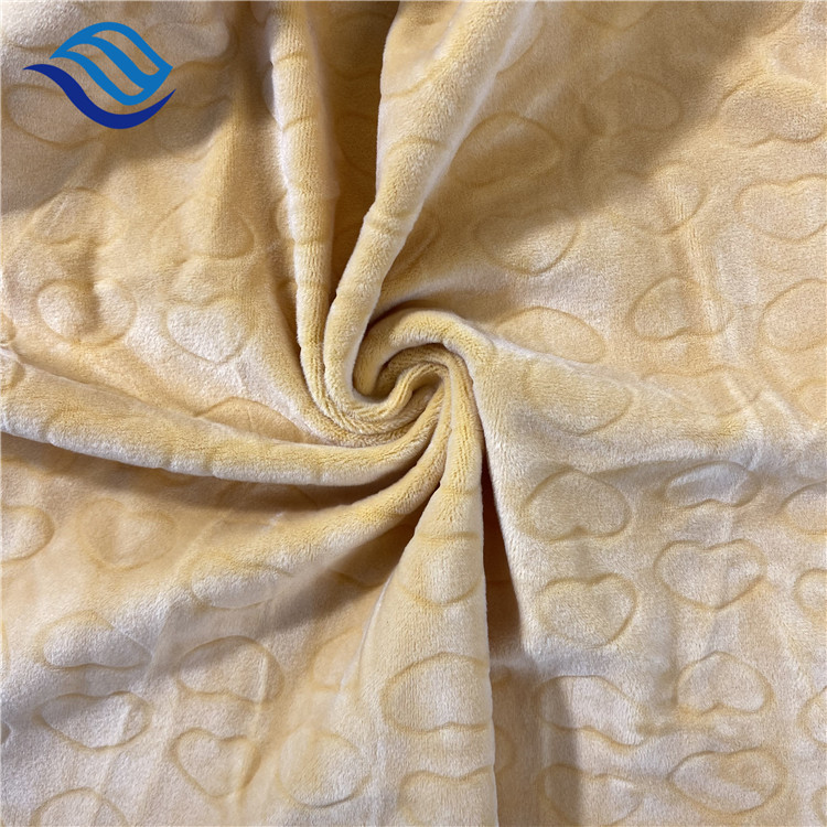 新款单面氨纶超柔爱心剪花 压花绒类面料 儿童玩具沙发家纺面料