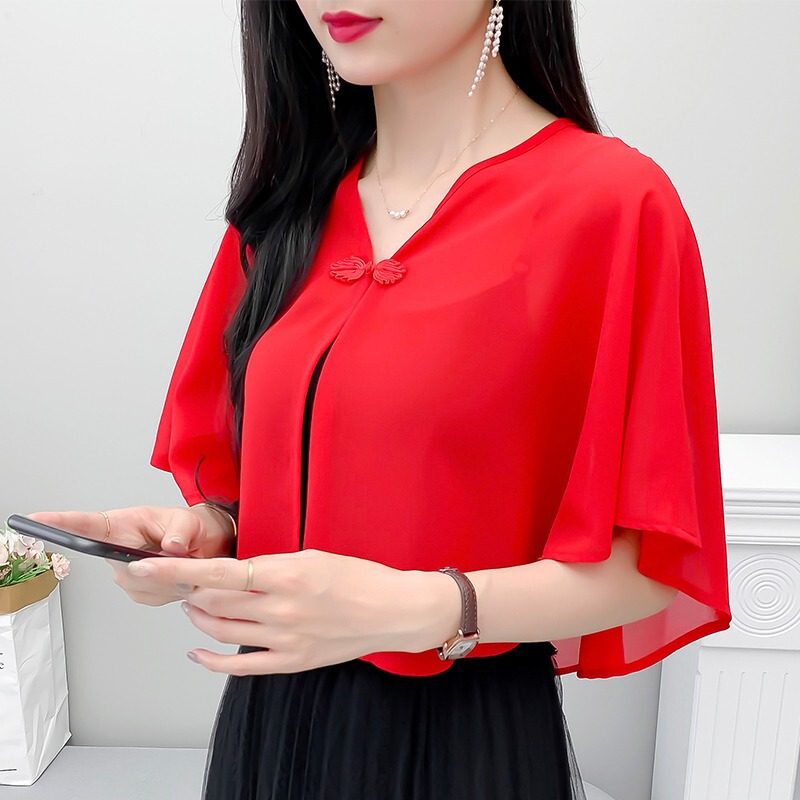 Shawl Women's Classical summer dress fairy all-match cheongsam dress thin sleeveless chiffon cloak small coat