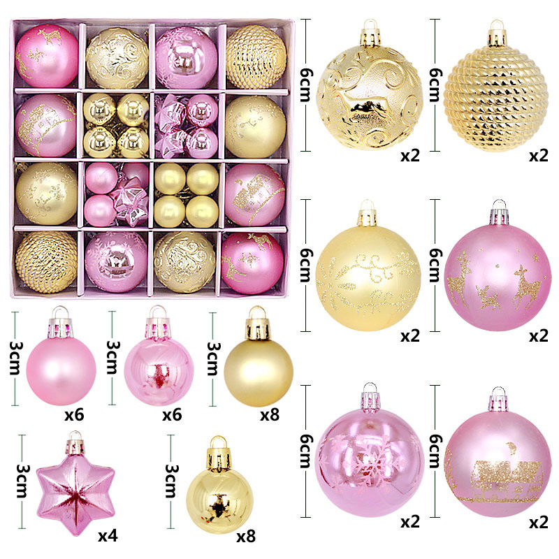 Juego de Esferas Navideñas Set de 44 Piezas 3-6 cm de Plástico Colgante para Árbol de Navidad image 22
