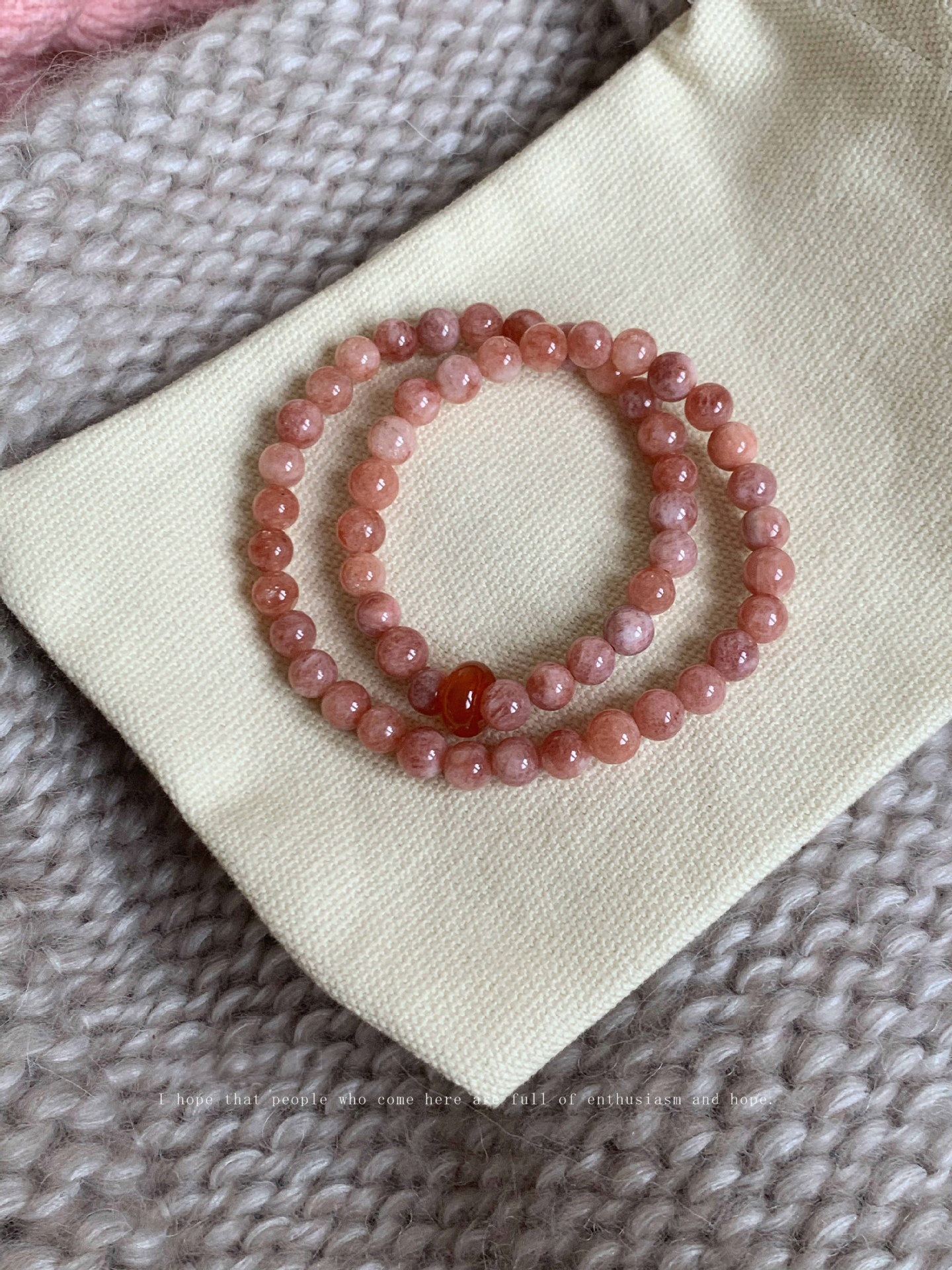 Sunstone double circle bracelet 6mm