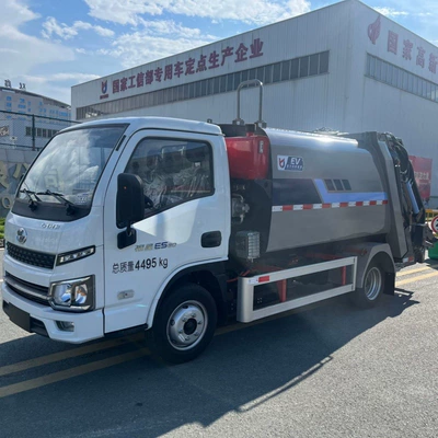 Rear-loading garbage compactor truck with bin-lifting device, suitable for 240L trash bins, residential garbage collection vehicle