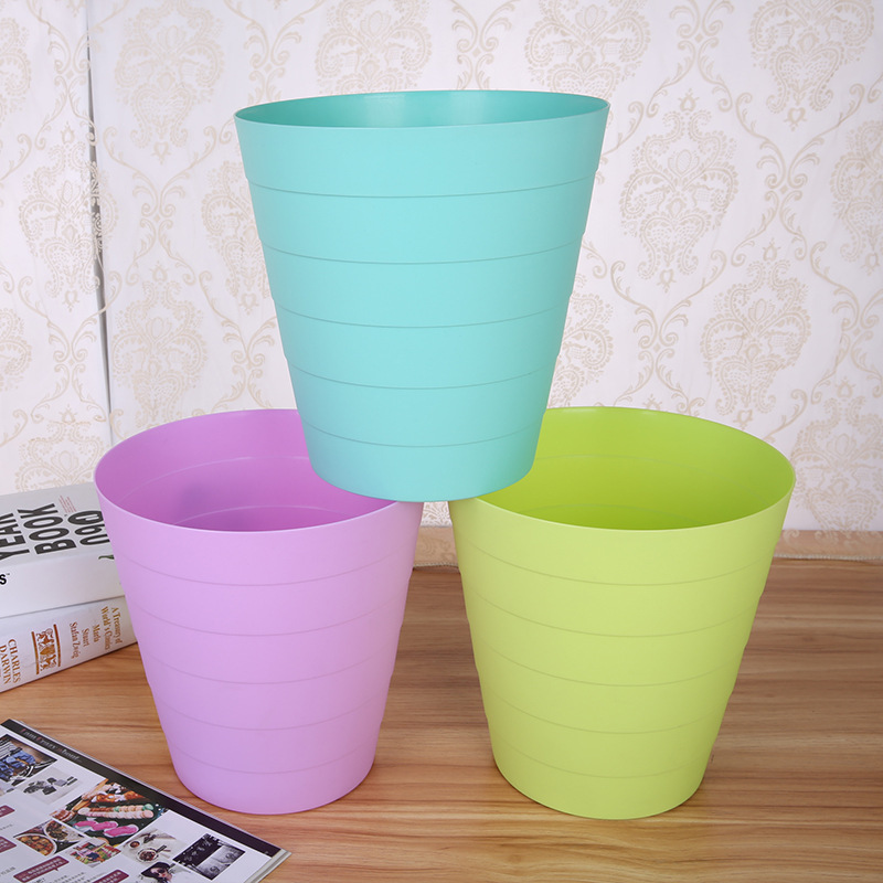 Threaded Plastic Trash Bin Imitation Bamboo Trash Bin Waste Bin Storage Bin Kitchen Bathroom Trash Bin