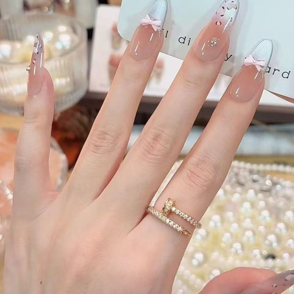 Lazo, diamante, ojo de gato, pegatina de uñas, sal marina, leopardo pequeño, armadura de vestir hecha a mano, 10 piezas, titiritas, manicura francesa