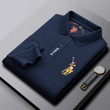 Осенняя утепленный лонгслив, мужская цветная хлопковая модная футболка polo для отдыха, (в наличии на складе), с вышивкой