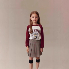 A类纯棉25秋新款韩版小熊男女童四色纯棉针织透气休闲运动长袖T恤