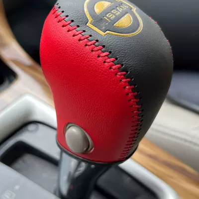 of Qijun Loulan Leather | Sürətlər qutusu və əl tormozu başlıqları - 13-18-teana-20-with-red-leather-and-red-thread-with-gold-label