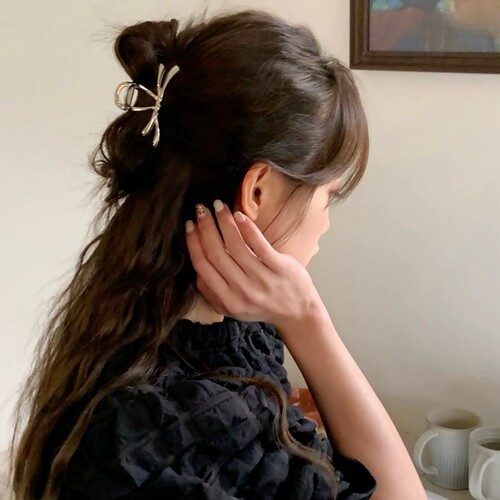 New Metal Hair Clip Small Round Shark Clip Elegant Braided Butterfly Knot Hair Clip Commute Versatile Hair Claw Hair Pin