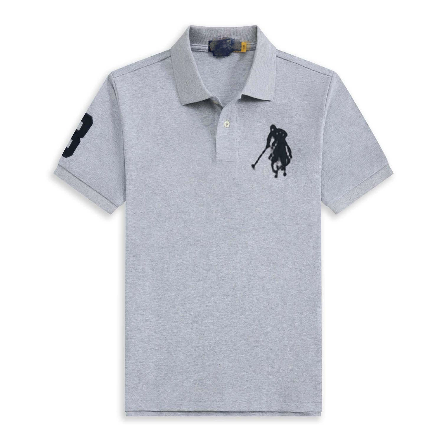 Летний классический цветной хлопковый polo с высоким воротником, оверсайз, с вышивкой