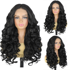 ヨーロッパとアメリカのウィッグ 13*6 レースフロント化繊ウィッグ ロングカールヘア 貿易用化繊ヘアピース レースフロントウィッグ