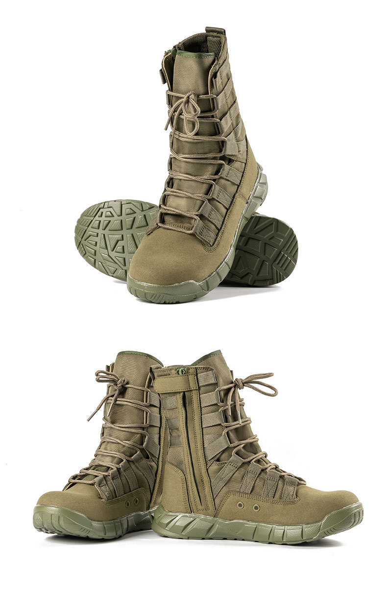 New high-top combat boots Green desert boots Brown boots Light combat boots Training boots_voghion.com
