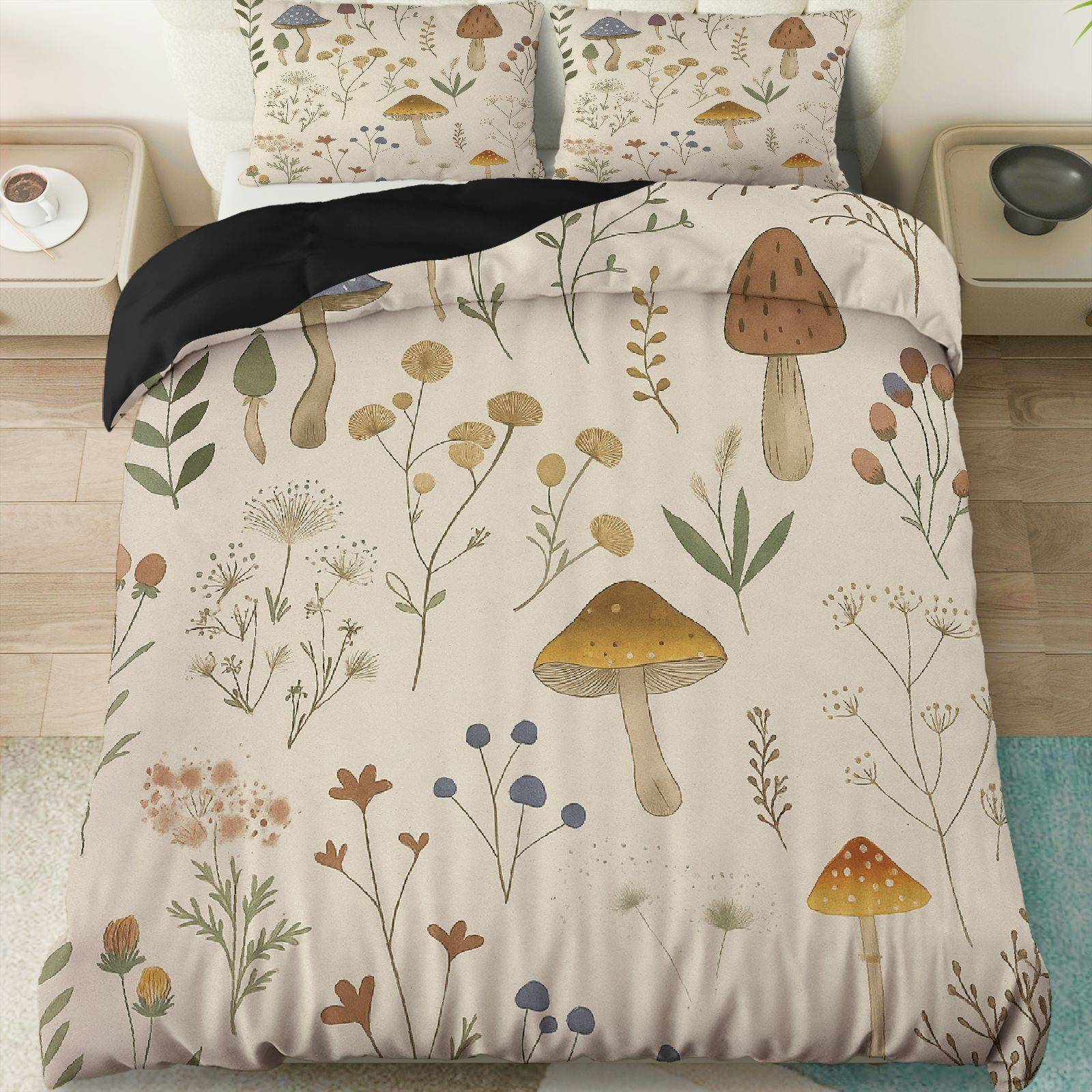 TEMU / JIT impresión digital abrasión edredón cubierta fantasía nocturna hongos plantas viento kit de origen fabricantes textiles