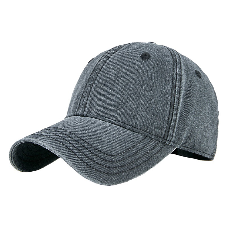 Vintage Washed Denim Baseball Cap for Men with Large Head Circumference, Sun Protection Visor Cap for Women, All-Season Plain Style with Custom Logo