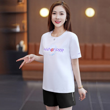 短袖短裤运动套装女夏新款宽松广场舞服装跳舞时尚大码休闲两件套