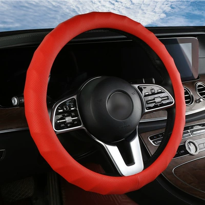 Cross-Border Napa Leather Hand-Shaped Style Steering wheel cover - red-38cm