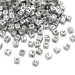 6x6mmアクリル英語アルファベット方形古銀diy手作りビーズネックレス散珠アクセサリーメーカー