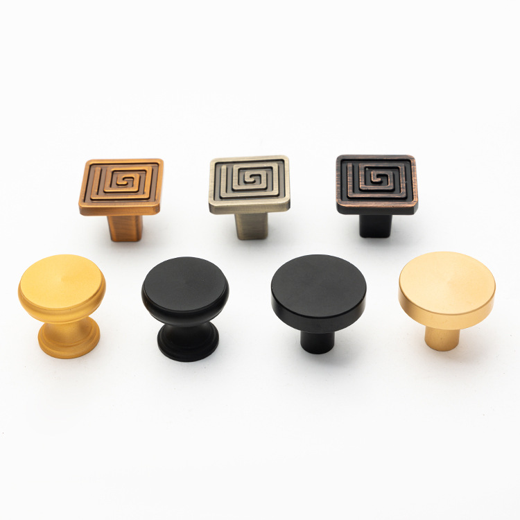 Nuevo cajón solo agujero manija gabinete Oro Negro redondo gabinete mesita de noche aleación de zinc armario puerta manija