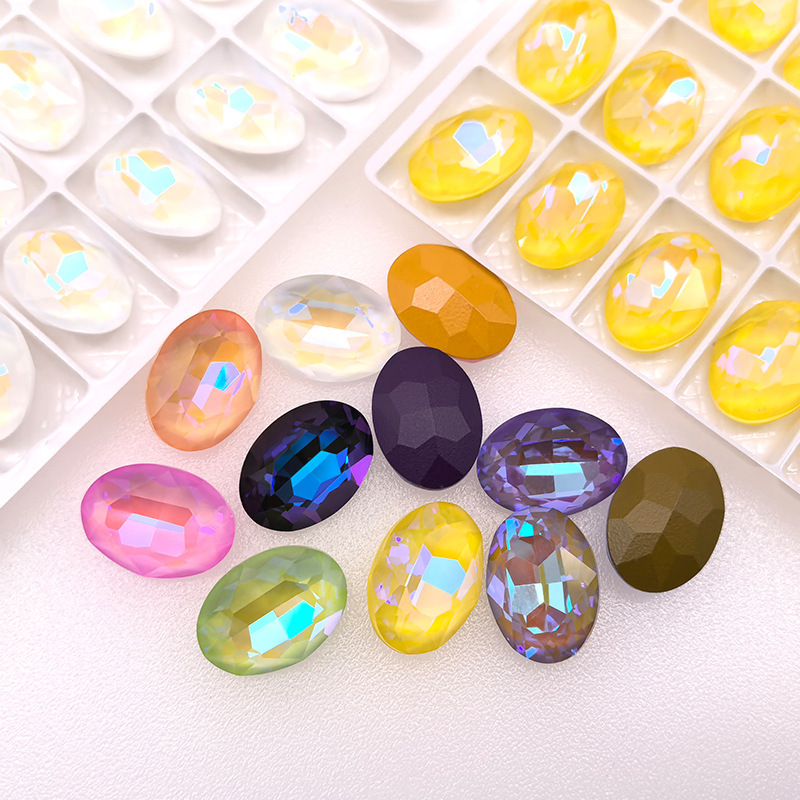 High-Quality K9 Oval Egg-Shaped Mocha Fluorescent Nail Art Rhinestones DIY Accessories Pointed-Back Irregular Crystal Rhinestones Wholesale Jewelry High-Quality K9 Oval Egg-Shaped Mocha Fluorescent Nail Art Rhinestones DIY Accessories Pointed-Back Irregular Crystal Rhinestones Wholesale Jewelry
