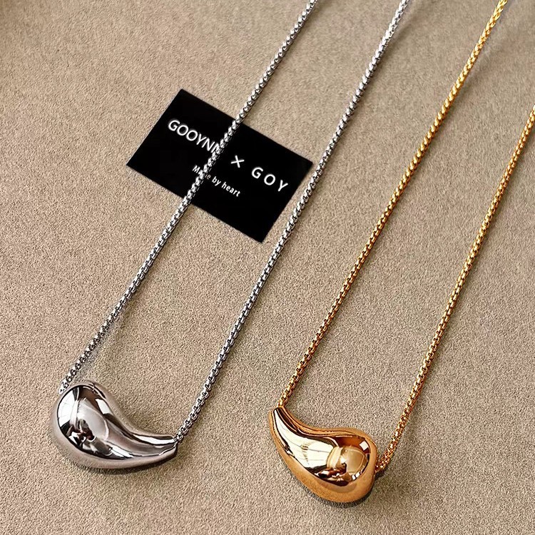 Stylish Water Drop Pendant Necklace For Women, Light Luxury, Unique, Versatile, Elegant, High-End, Real Gold Plated_voghion.com