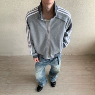 美式复古运动风立领三条杠撞色夹克外套男女秋冬季宽松休闲上衣潮