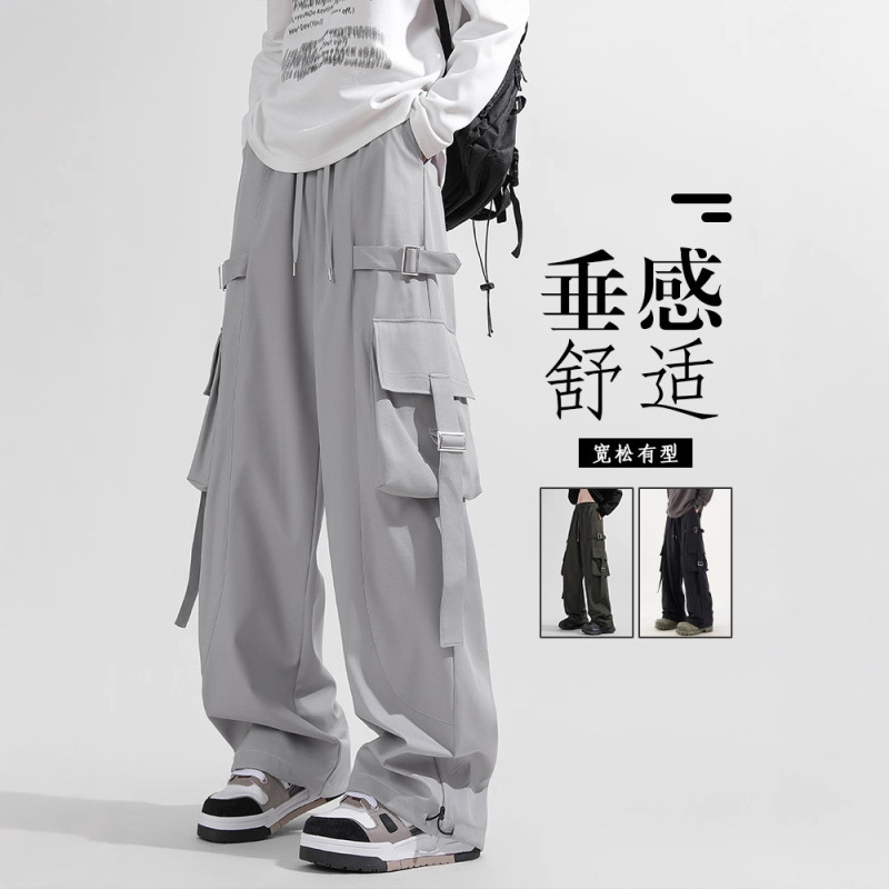 Nasa Large Size Straight-Leg Cargo Pants Men's Autumn American Casual Loose Long Pants Paratrooper Drape Pants