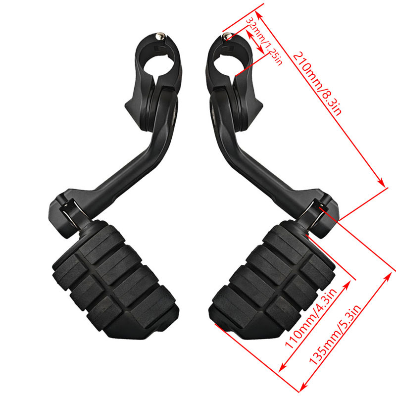 Suitable for Harley Street Glide Motorcycle Modified Footrest Bracket 7 Rubber Long Rod Foot Pedal Set for Riding