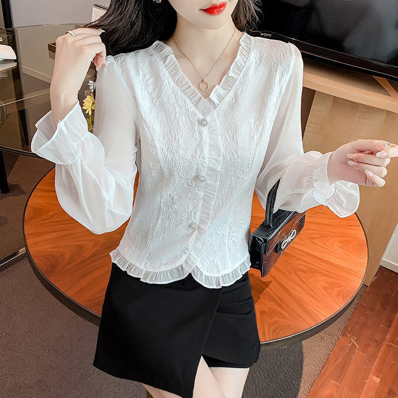 女性用シャツ 2025 秋の新スタイルファッショナブルなお腹カバーシフォンシャツ気質痩身トップ年齢を減らす女性のシャツ|undefined