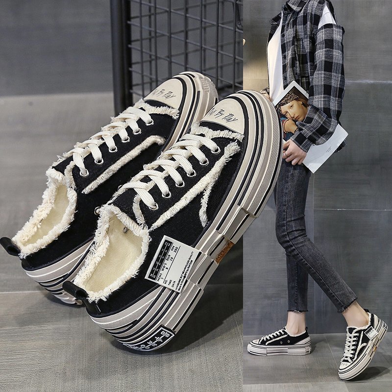 2024 Wu Jianhao's Same Co-Branded Internet Celebrity Canvas Shoes Thick-Soled Low-Top Beggar's Shoes Sneakers Autum New Women's Shoes
