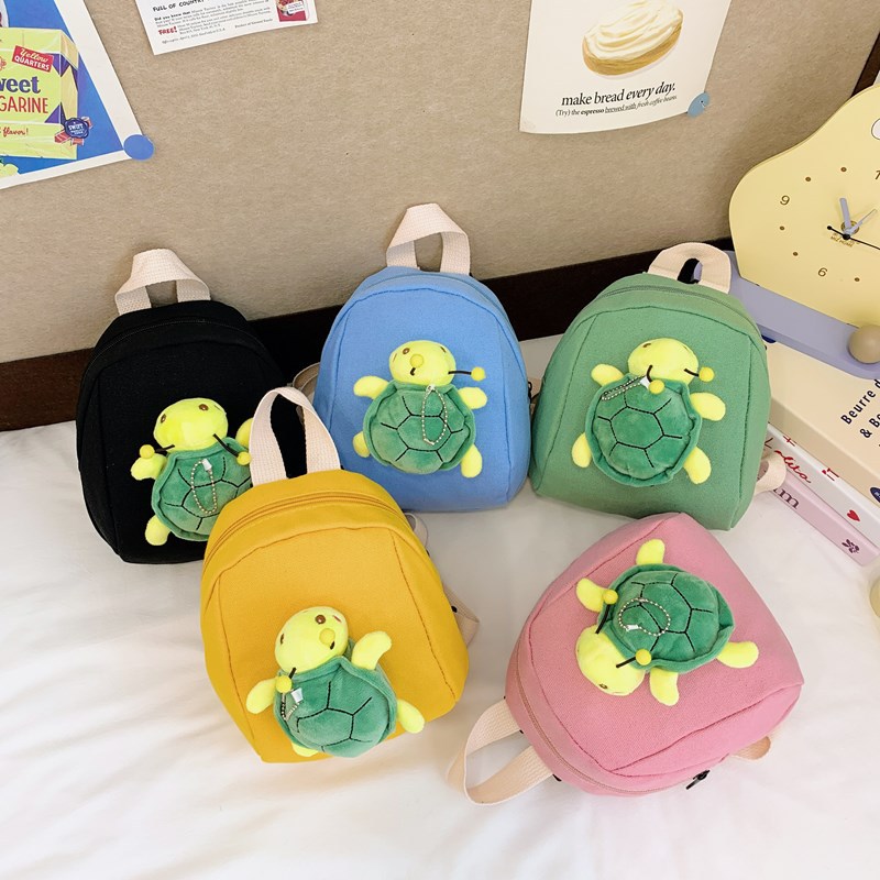新款儿童包卡通玩偶幼儿园宝宝书包休闲轻便帆布包小乌龟双肩背包